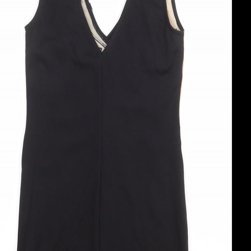 Lipsy Womens Black Geometric Polyester Pencil Dress Size 12 V-Neck Pullover - Plunging Neckline