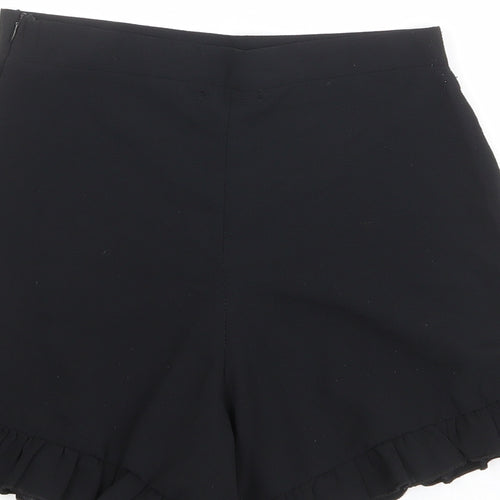 PRETTYLITTLETHING Womens Black Polyester Basic Shorts Size 8 Regular Zip