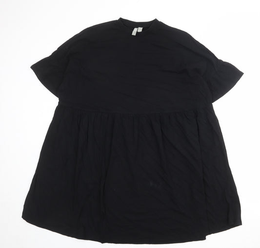 ASOS Womens Black 100% Cotton T-Shirt Dress Size 6 Crew Neck Pullover