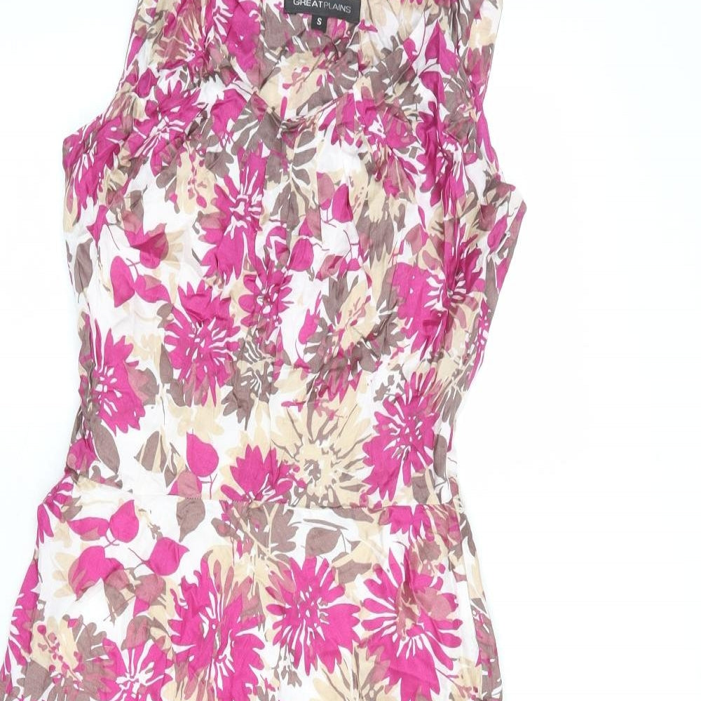 Great Plains Womens Multicoloured Floral Viscose Fit & Flare Size S Boat Neck Zip