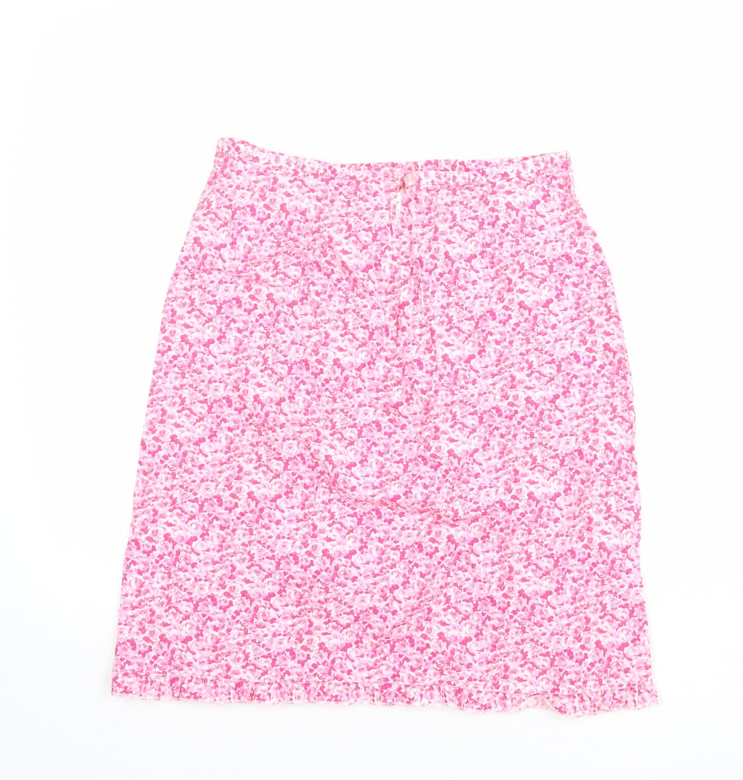 Topshop Womens Pink Floral Cotton A-Line Skirt Size 12 Zip