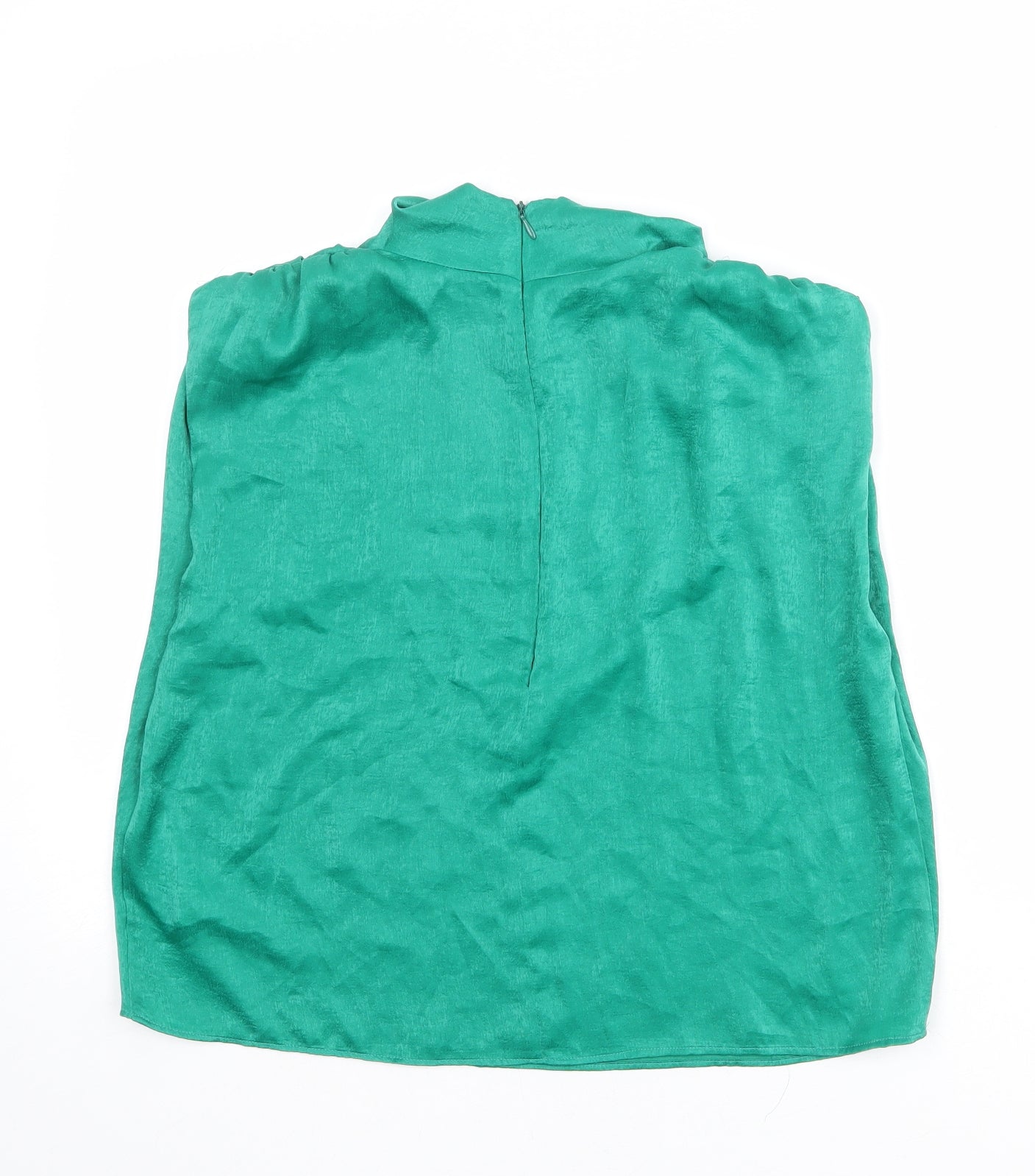 Zara Womens Green Polyester Basic Blouse Size M Mock Neck