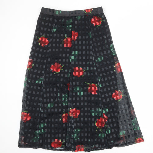 Lyndella Womens Black Geometric Polyester Swing Skirt Size 16 Zip