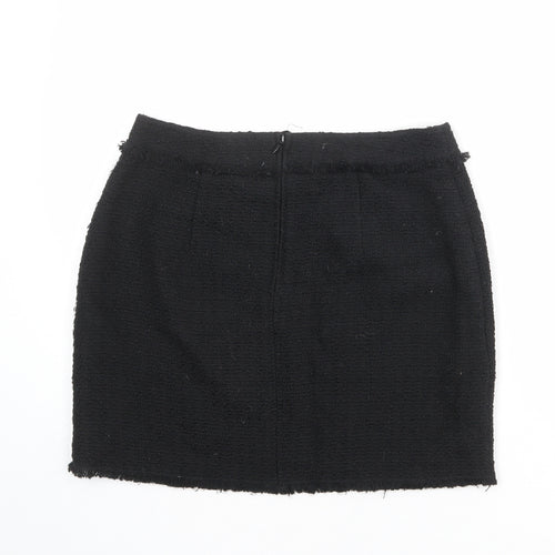 H&M Womens Black Polyester A-Line Skirt Size 14 Zip
