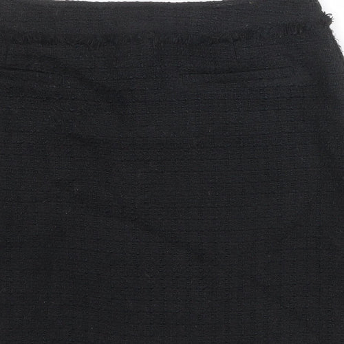 H&M Womens Black Polyester A-Line Skirt Size 14 Zip