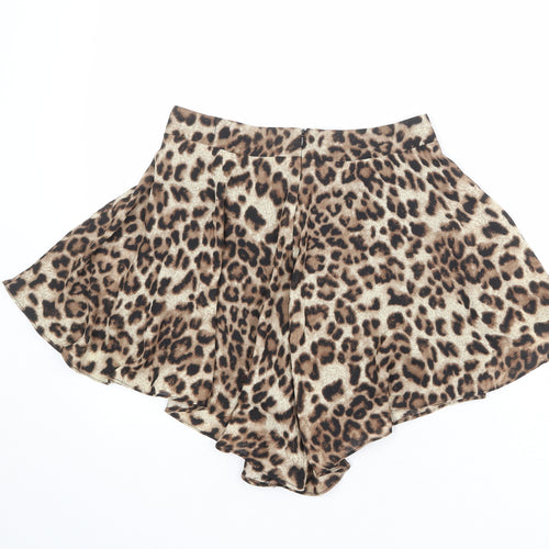 Boohoo Womens Multicoloured Animal Print Polyester Basic Shorts Size M Regular Zip - Leopard pattern