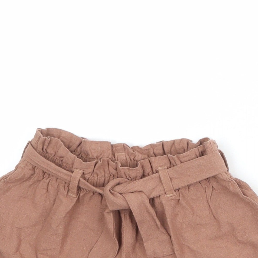 H&M Girls Brown Cotton Chino Shorts Size 4-5 Years Regular