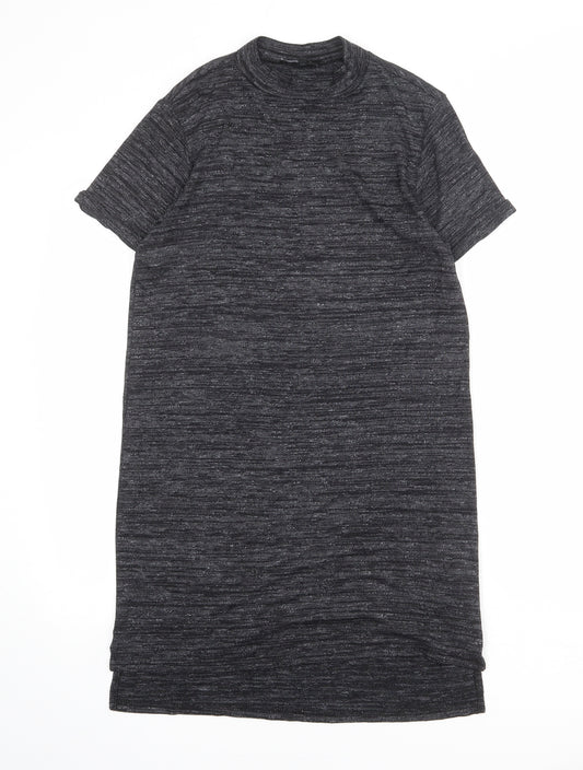 New Look Womens Grey Viscose T-Shirt Dress Size 10 Crew Neck Pullover