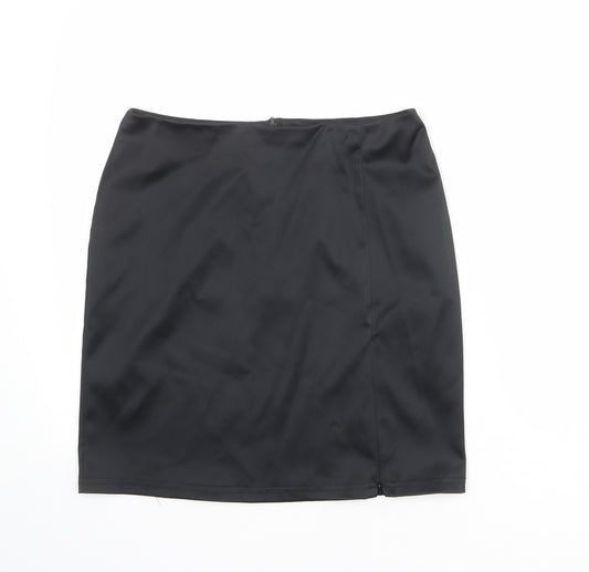 Select Womens Black Polyester A-Line Skirt Size 12 Zip