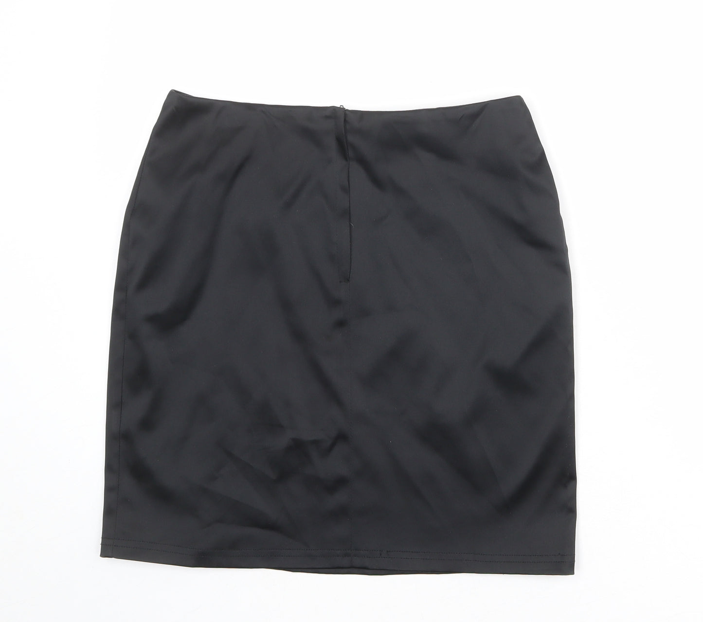 Select Womens Black Polyester A-Line Skirt Size 12 Zip