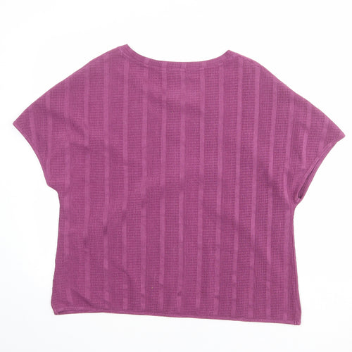 Marks and Spencer Womens Purple Polyester Basic Blouse Size 14 V-Neck