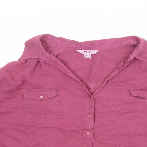 Monsoon Womens Purple 100% Cotton Basic Button-Up Size 20 Collared
