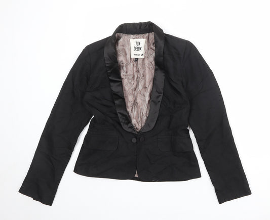 Topshop Womens Black Acetate Jacket Blazer Size 8