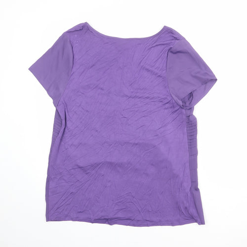 EAST Womens Purple Polyester Basic T-Shirt Size 16 Round Neck
