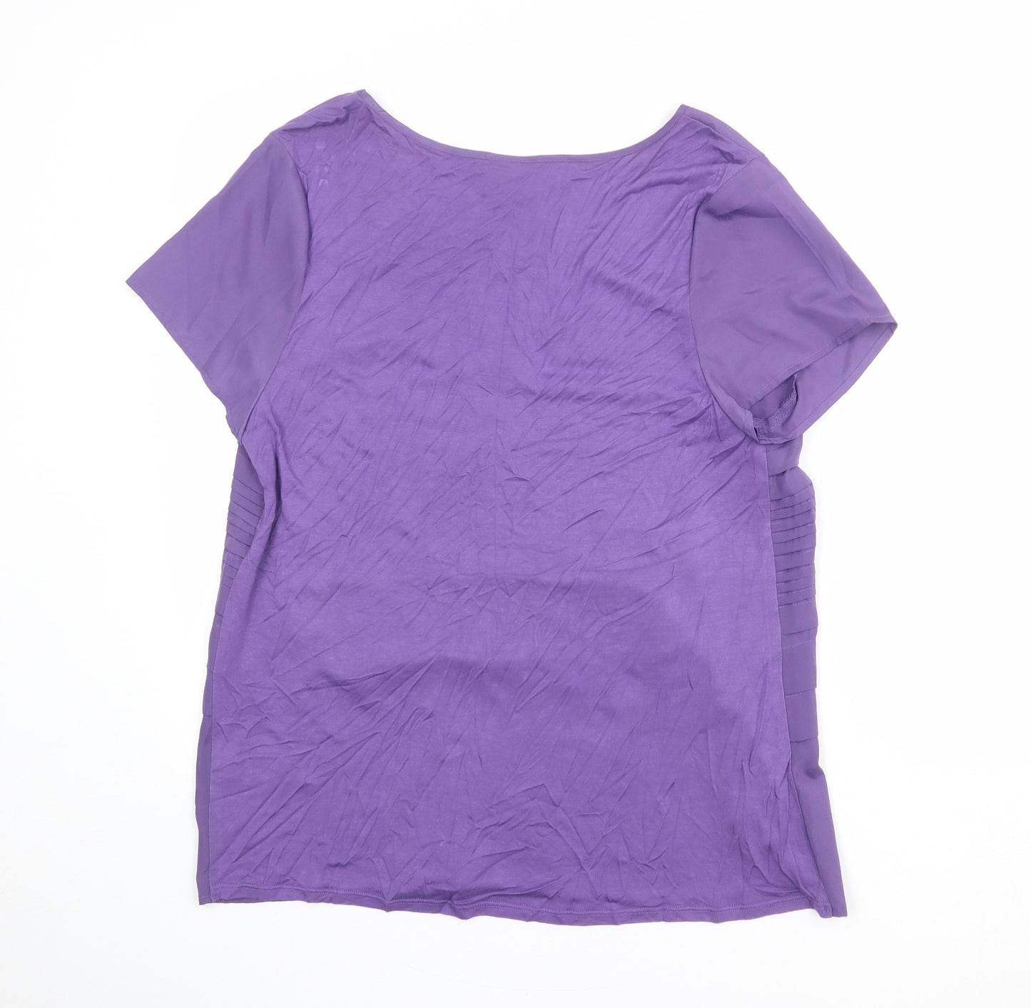 EAST Womens Purple Polyester Basic T-Shirt Size 16 Round Neck