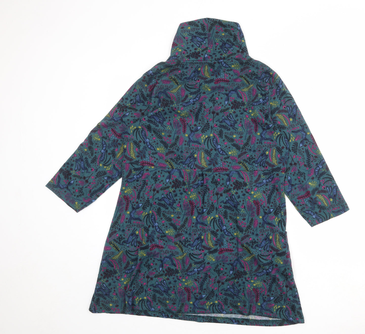 EWM Womens Green Geometric Polyester Jumper Dress Size M Roll Neck Pullover