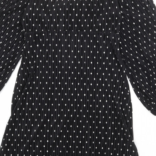ASOS Womens Black Polka Dot Polyester A-Line Size 6 Off the Shoulder Tie
