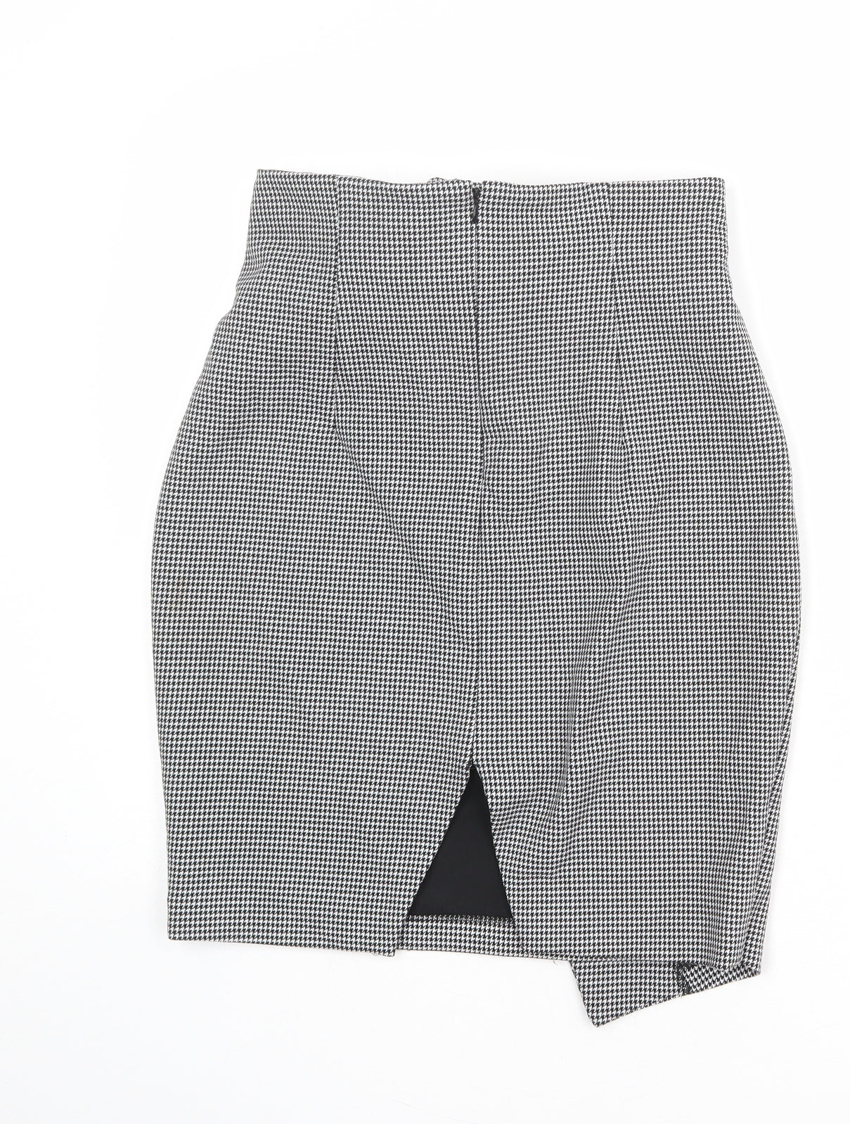 H&M Womens Black Geometric Polyester A-Line Skirt Size 14 Zip
