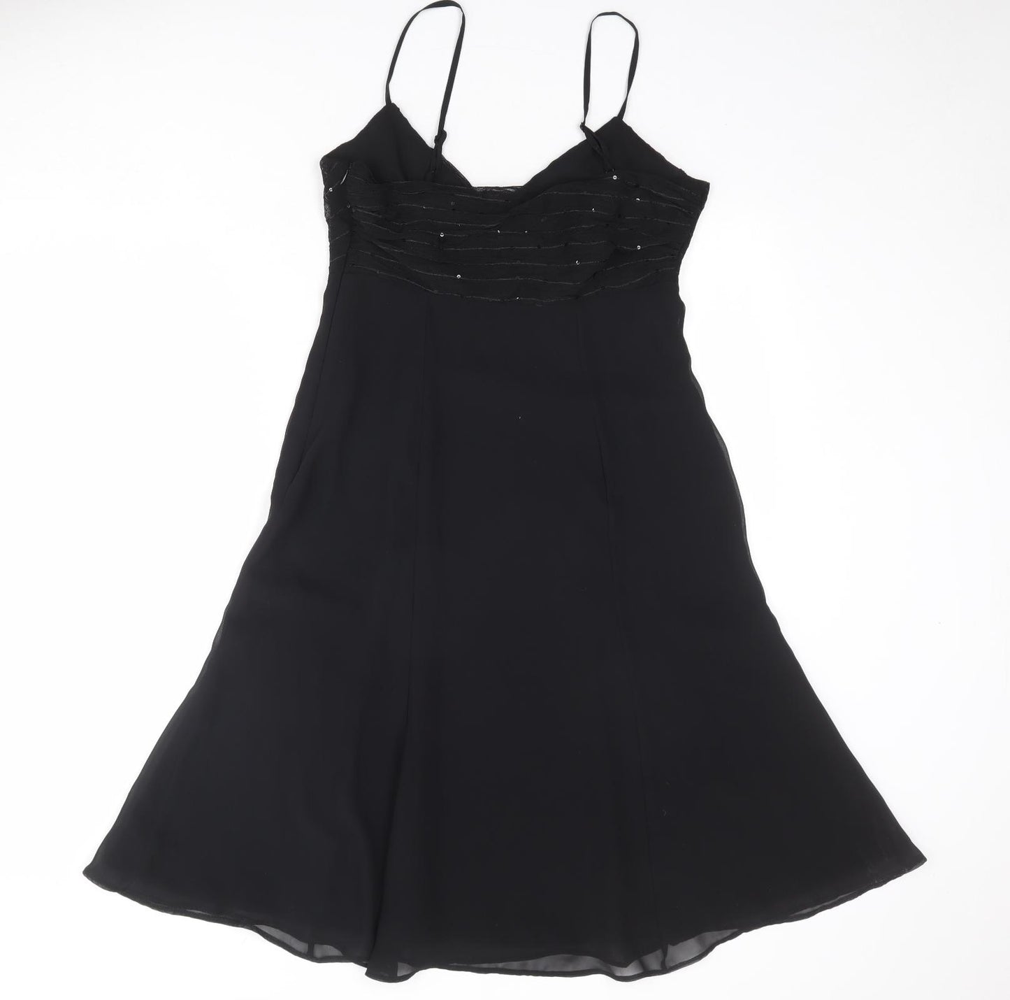 St Michael Womens Black Polyester Slip Dress Size 12 V-Neck Zip
