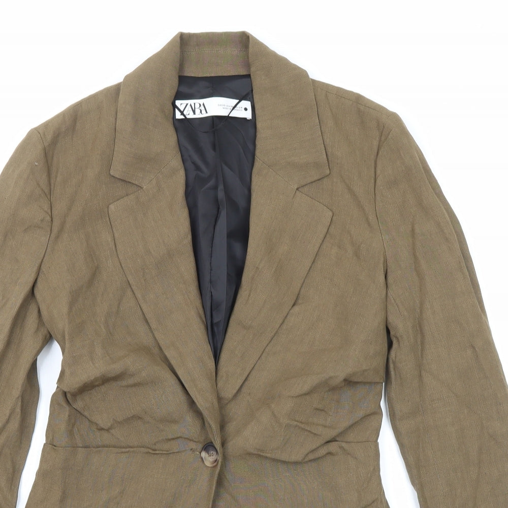 Zara Womens Brown Jacket Blazer Size XS Button