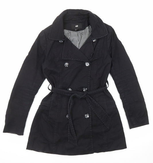 H&M Womens Black Pea Coat Coat Size 8 Button