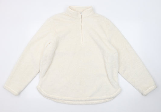 H&M Womens White Polyester Pullover Sweatshirt Size L Zip