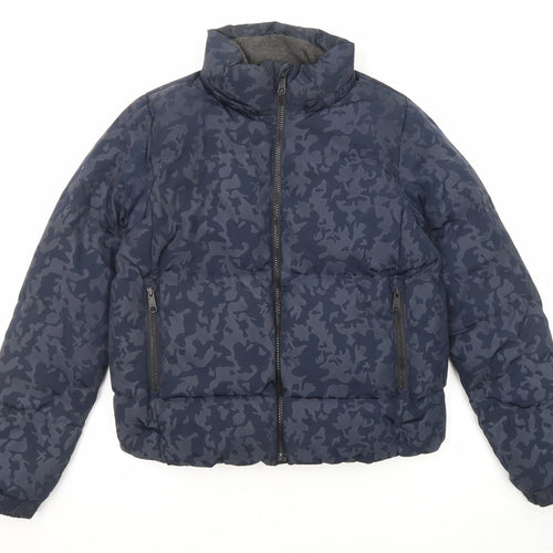 Gap Womens Blue Camouflage Puffer Jacket Jacket Size XS Zip
