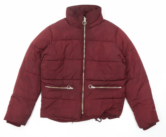 Topshop Womens Red Puffer Jacket Jacket Size 10 Zip