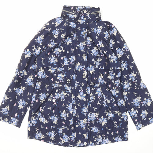 M&Co Womens Blue Floral Jacket Size 8 Zip