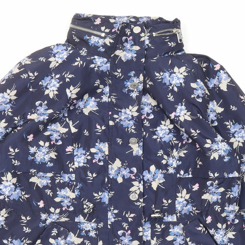 M&Co Womens Blue Floral Jacket Size 8 Zip