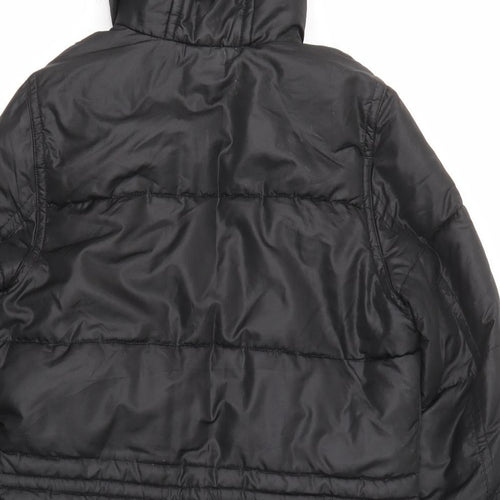 H&M Womens Black Quilted Coat Size 12 Zip