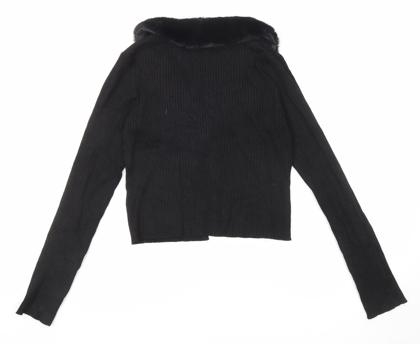 H&M Girls Black V-Neck Viscose Cardigan Jumper Size 12-13 Years Button