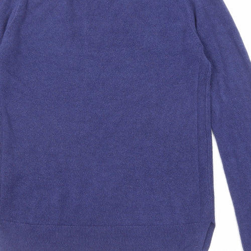 Marks and Spencer Womens Blue V-Neck Acrylic Pullover Jumper Size 8