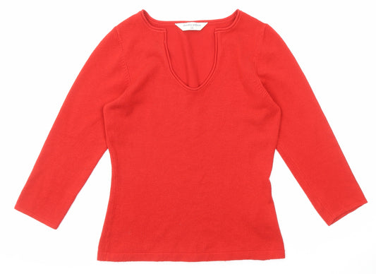 Dorothy Perkins Womens Red Scoop Neck Acrylic Pullover Jumper Size 10