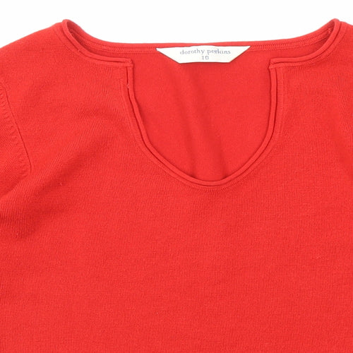 Dorothy Perkins Womens Red Scoop Neck Acrylic Pullover Jumper Size 10