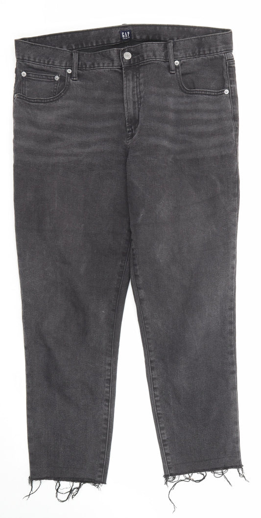 Gap Womens Black Cotton Straight Jeans Size 36 in Regular Zip