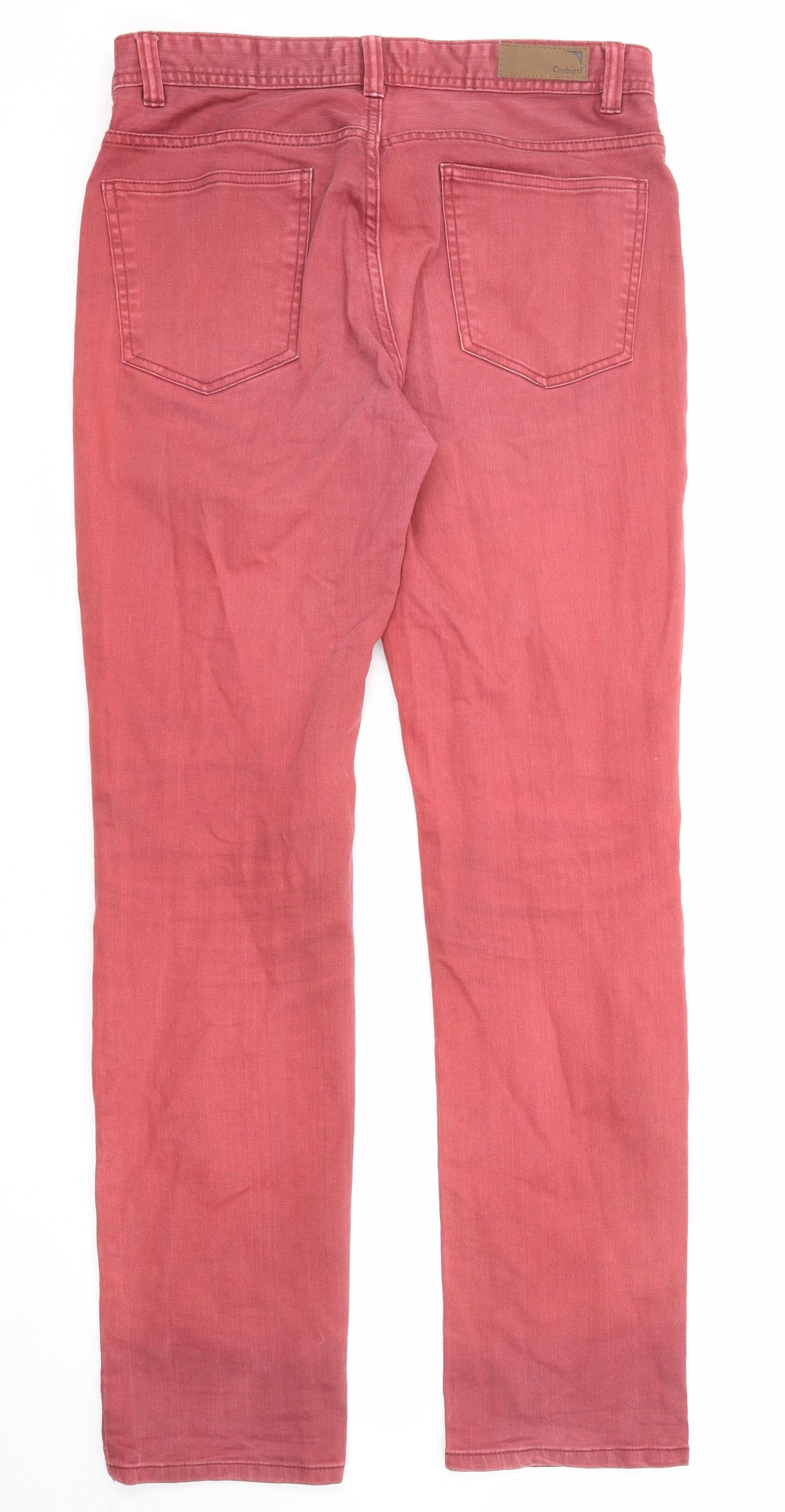 Conbipel Womens Red Cotton Straight Jeans Size 32 in Regular Zip