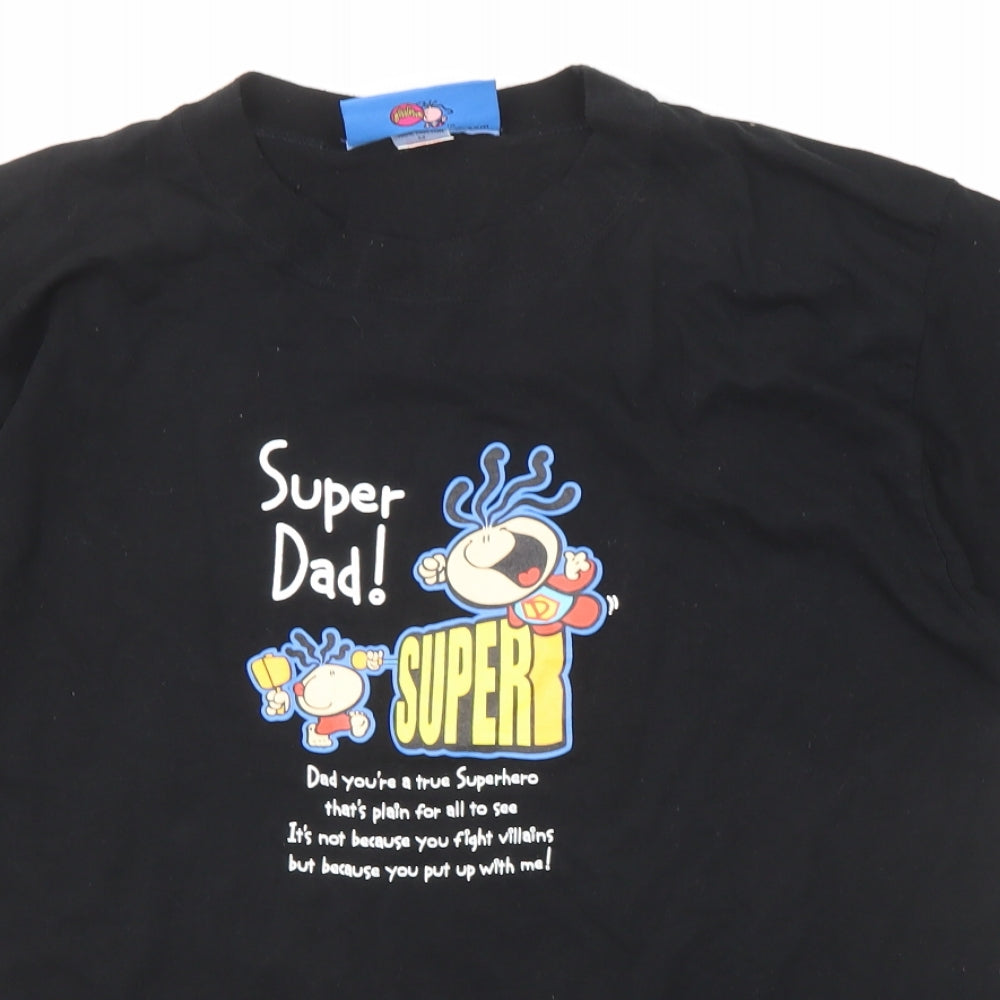 Bubblegum Mens Black Polyester T-Shirt Size M Round Neck - Super Dad