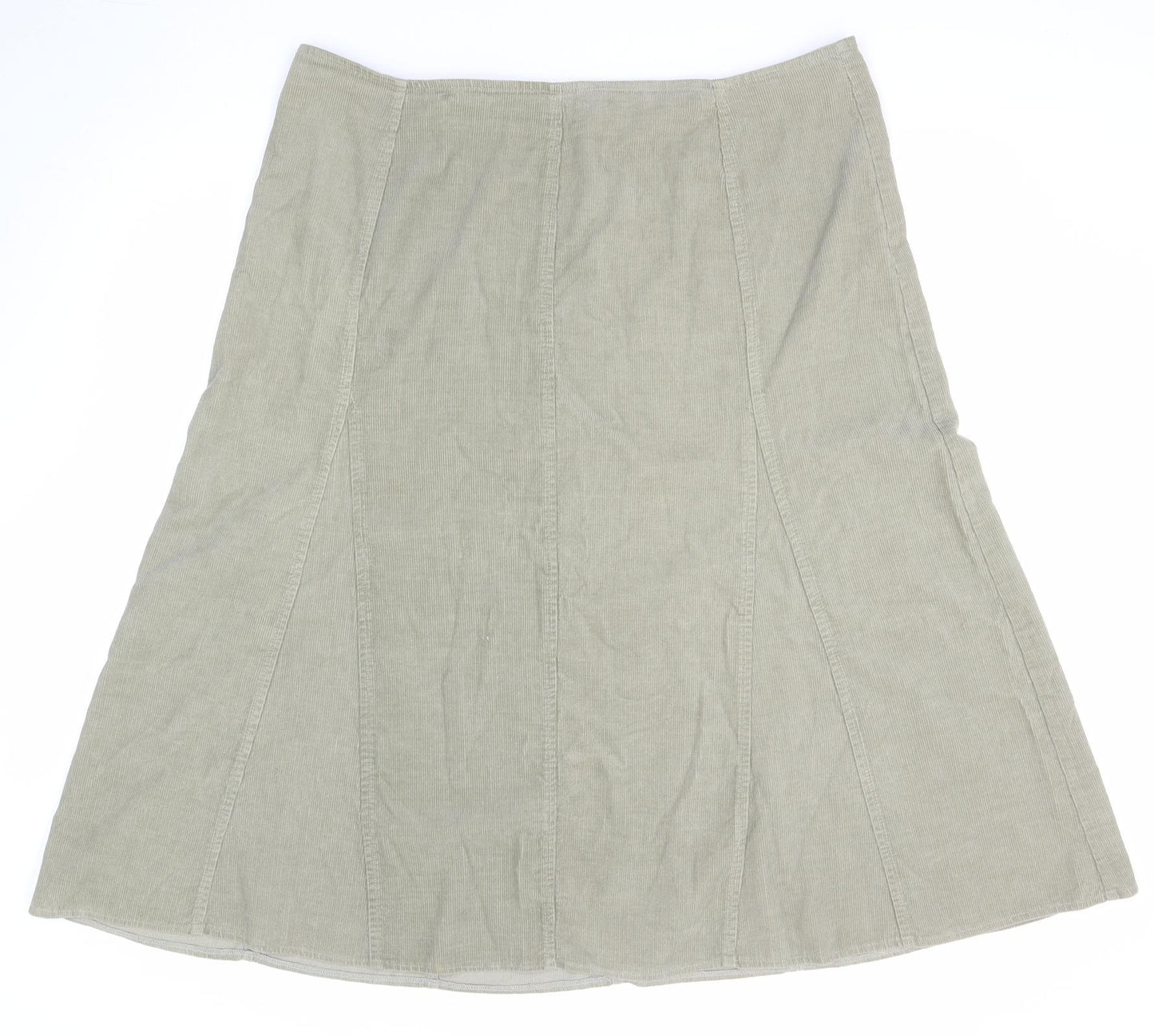 Bonmarché Womens Green Cotton Swing Skirt Size 20 Zip