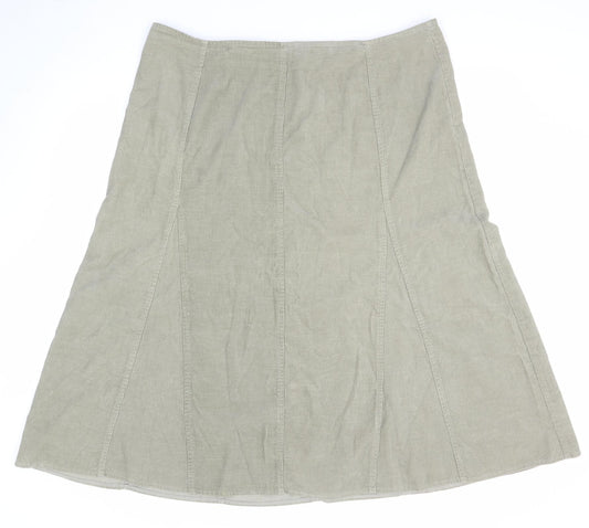 Bonmarché Womens Green Cotton Swing Skirt Size 20 Zip