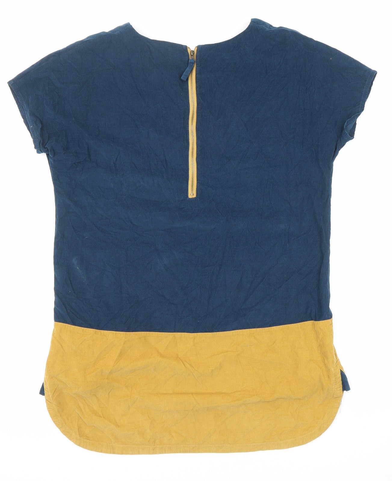 Mistral Womens Blue Colourblock Cotton Basic Blouse Size 12 V-Neck