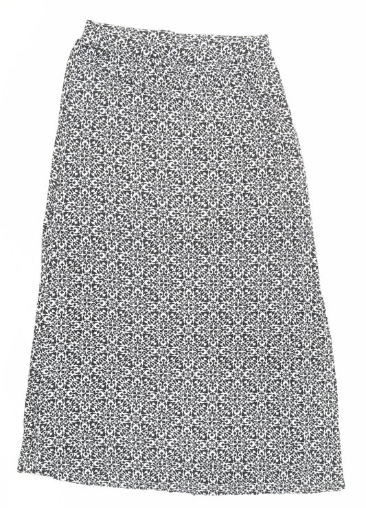 ESMARA Womens Black Geometric Viscose A-Line Skirt Size 14
