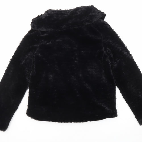 Yumi Womens Black Jacket Size 8 Snap - Faux Fur