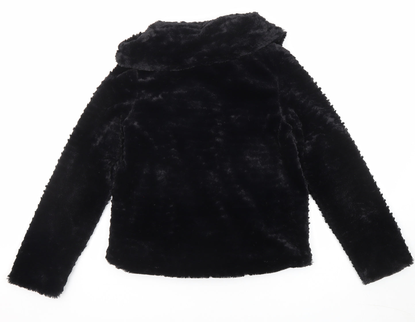 Yumi Womens Black Jacket Size 8 Snap - Faux Fur