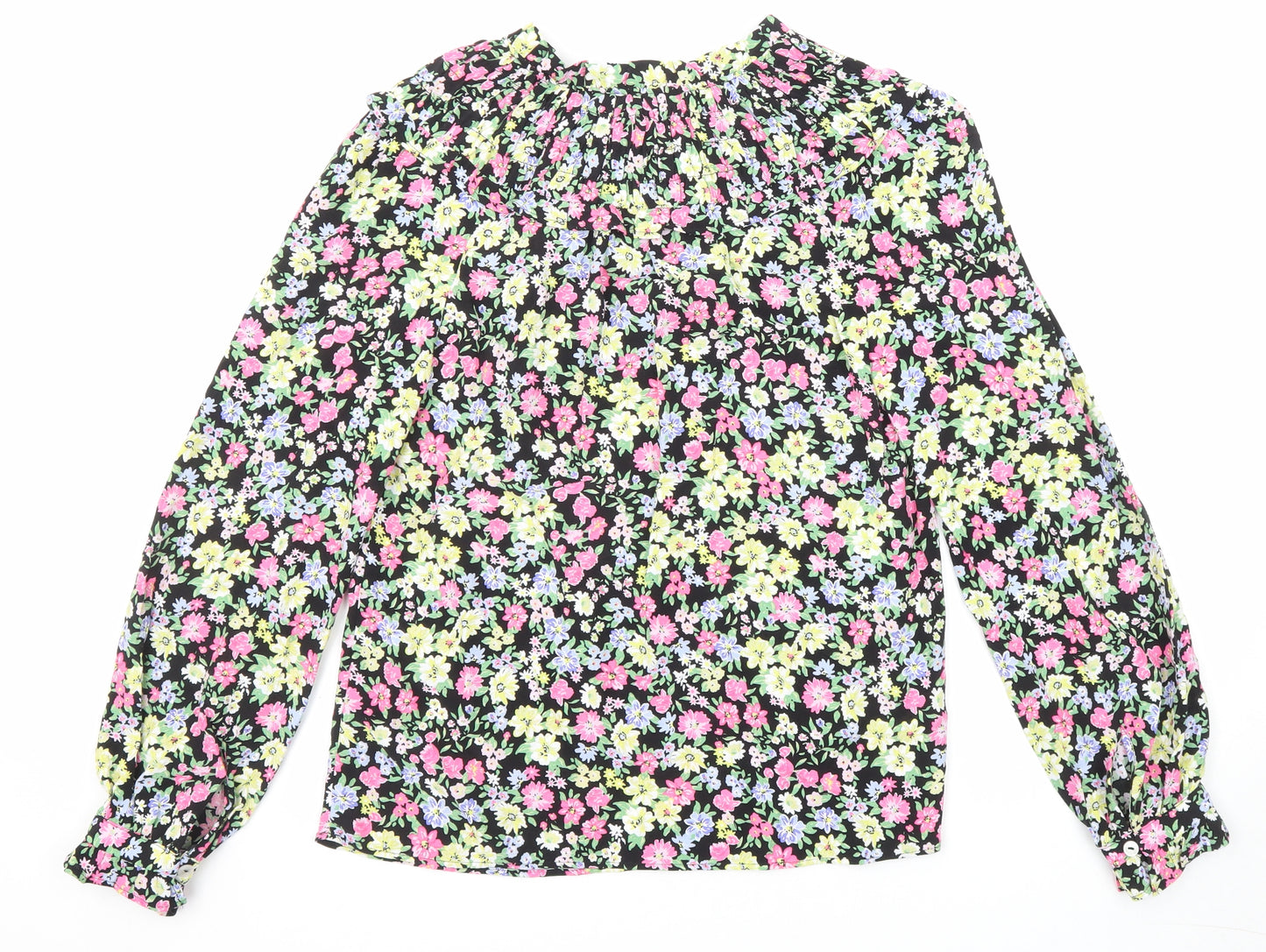 Marks and Spencer Womens Multicoloured Floral Viscose Basic Blouse Size 6 Round Neck