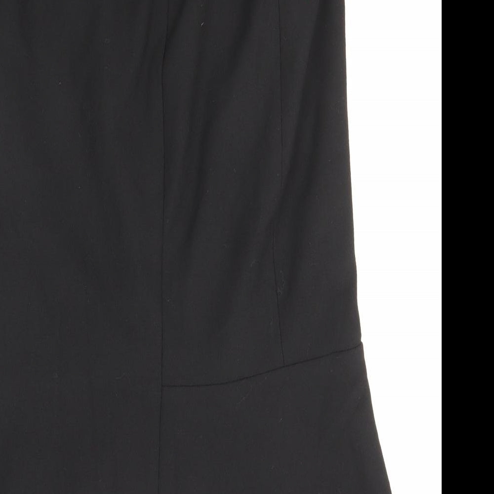 Laura Ashley Womens Black Polyester Trumpet Skirt Size 8 Zip