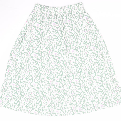 Marks and Spencer Womens Green Geometric Viscose Swing Skirt Size 8