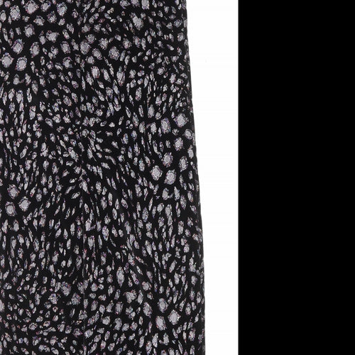 Topshop Womens Black Animal Print Polyester Slip Dress Size 10 Square Neck Pullover