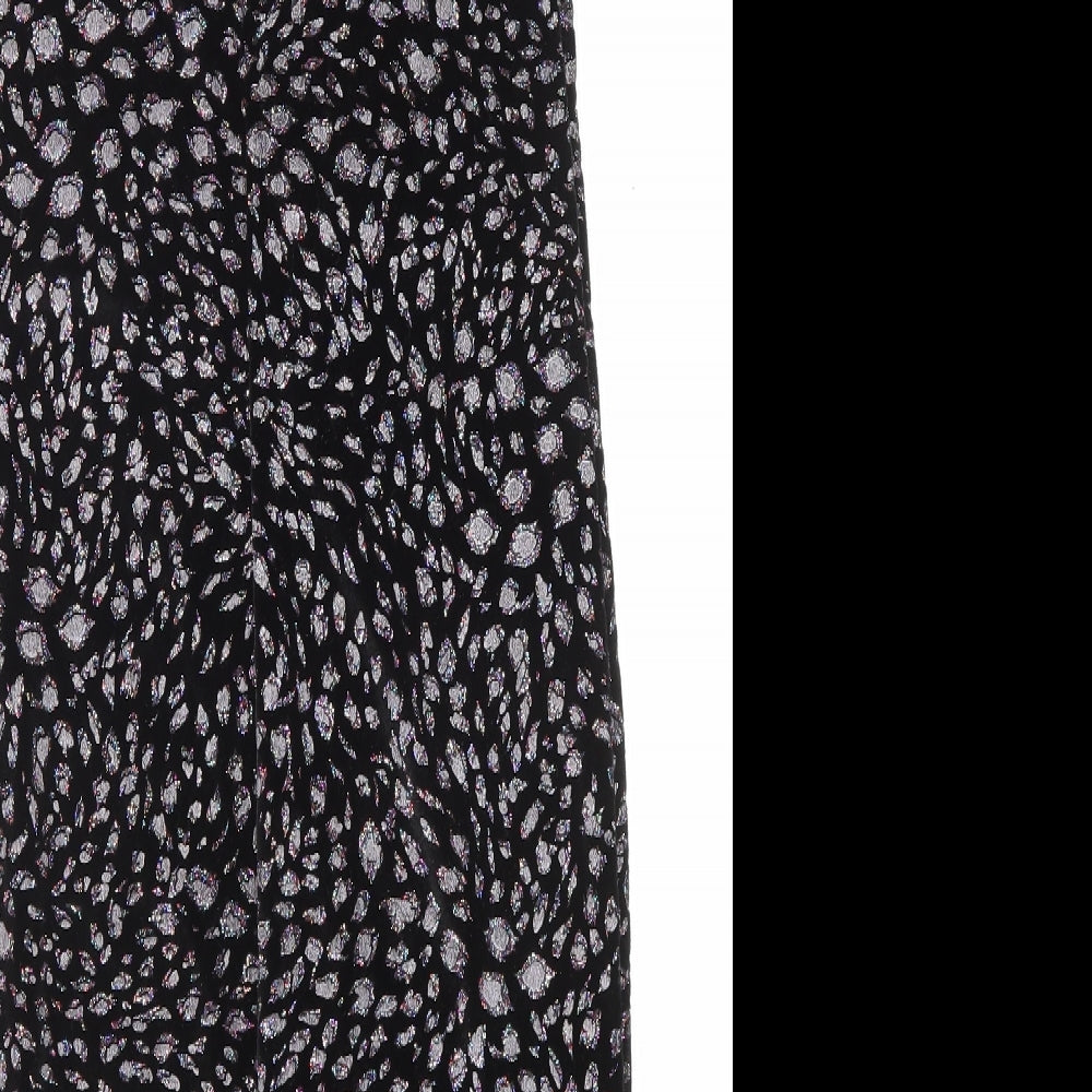 Topshop Womens Black Animal Print Polyester Slip Dress Size 10 Square Neck Pullover