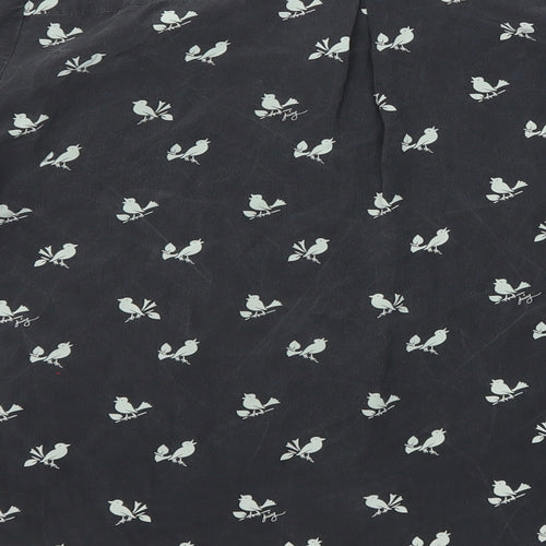 Juicy Couture Womens Black Geometric Silk Basic Blouse Size S Mock Neck - Bird Print